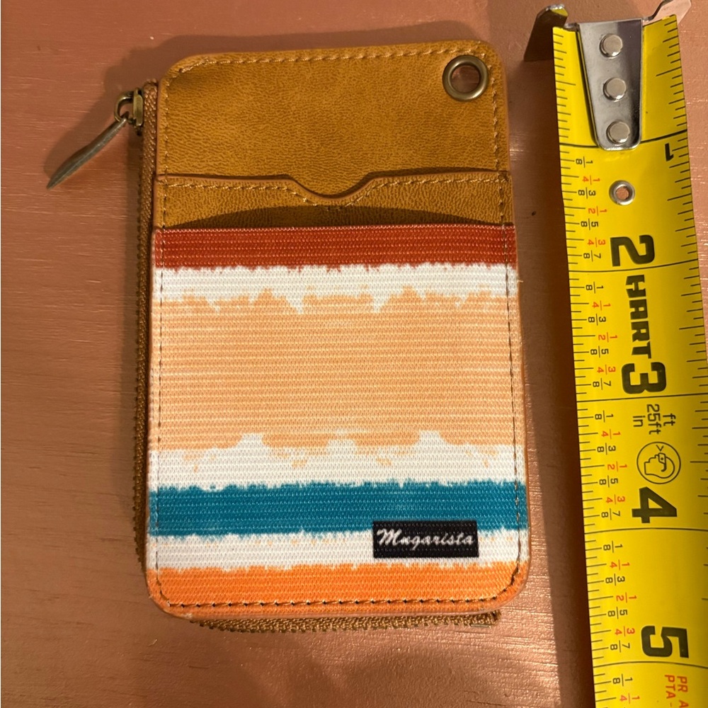 Striped Wallet with Tan Leather Accents